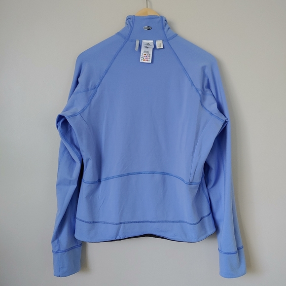 Adidas Reversible Jacket Climalite Size Large Cornflower Blue Black - Picture 3 of 16